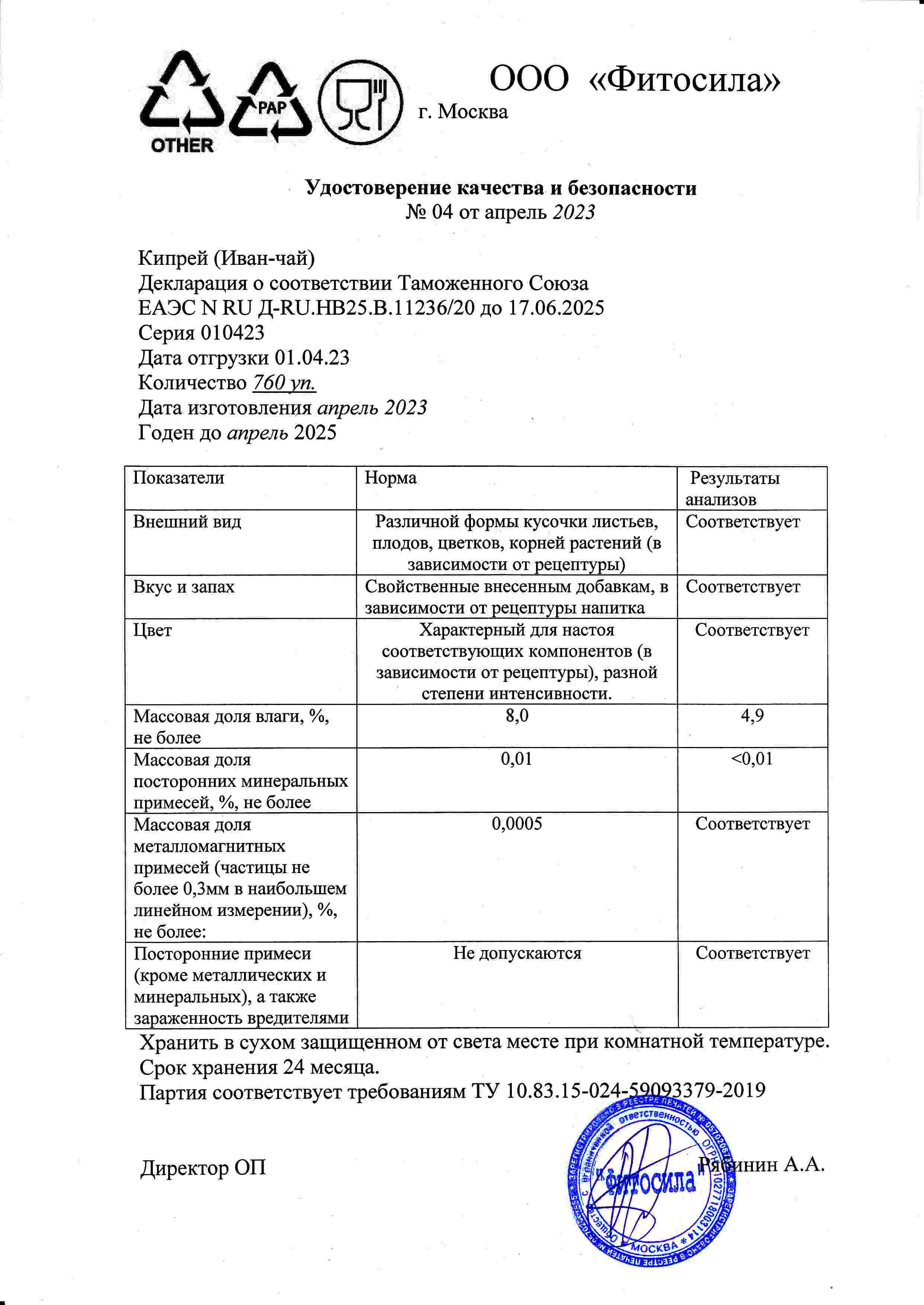 Паспорт №010423